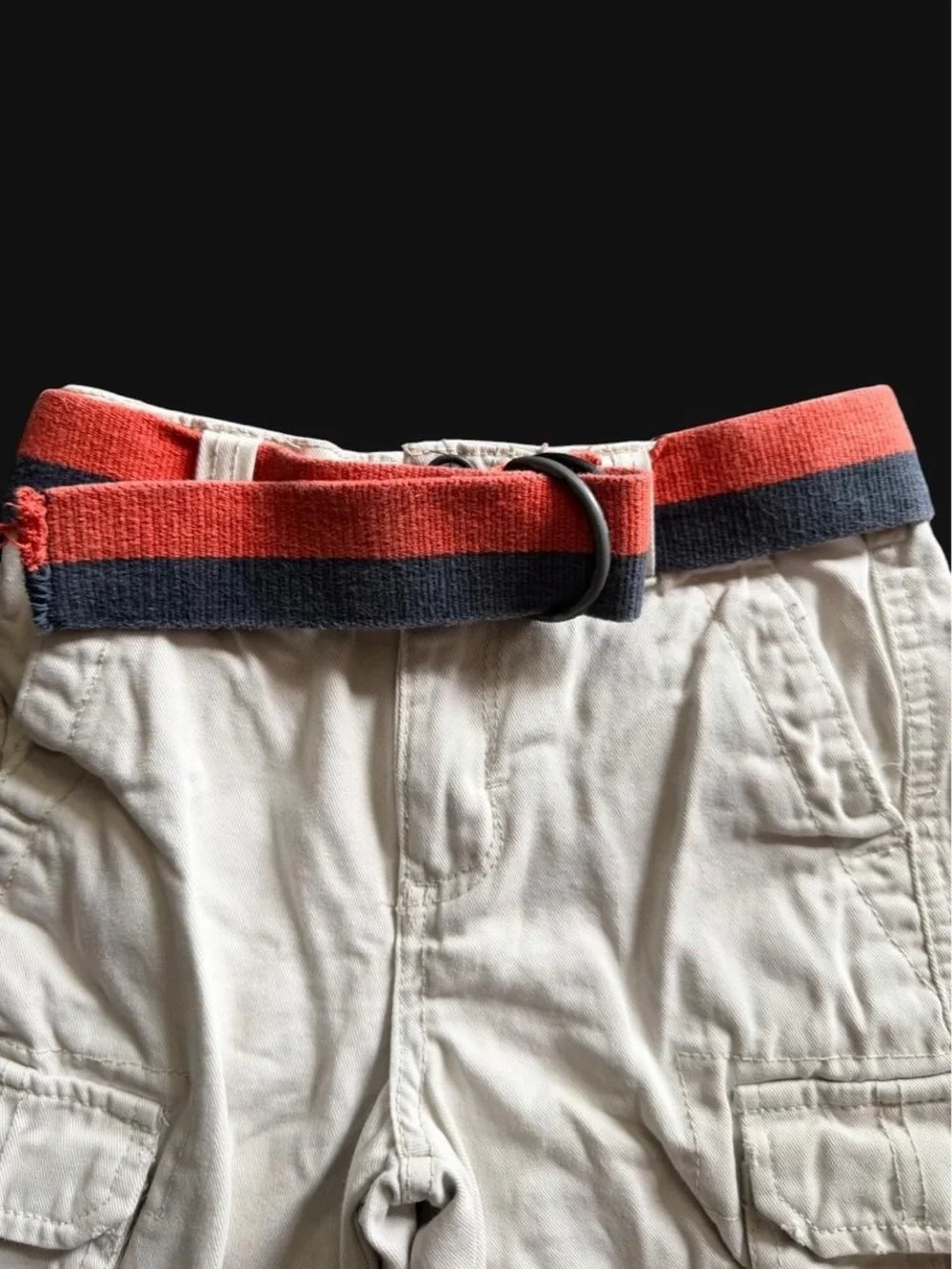 Cherokee Khaki Cargo Shorts with Striped Belt - Size 5